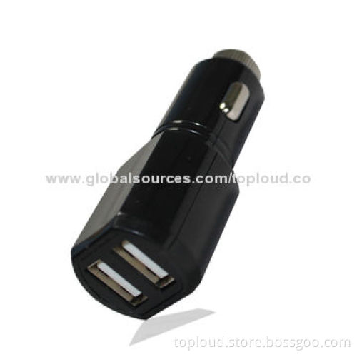 Car Charger, Dual USB, 12-24V DC, 5V/2.1A